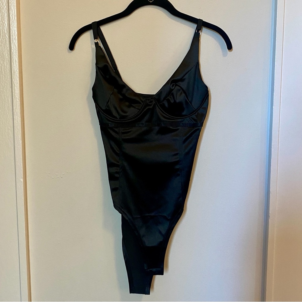 Elegant Black Satin Bodysuit